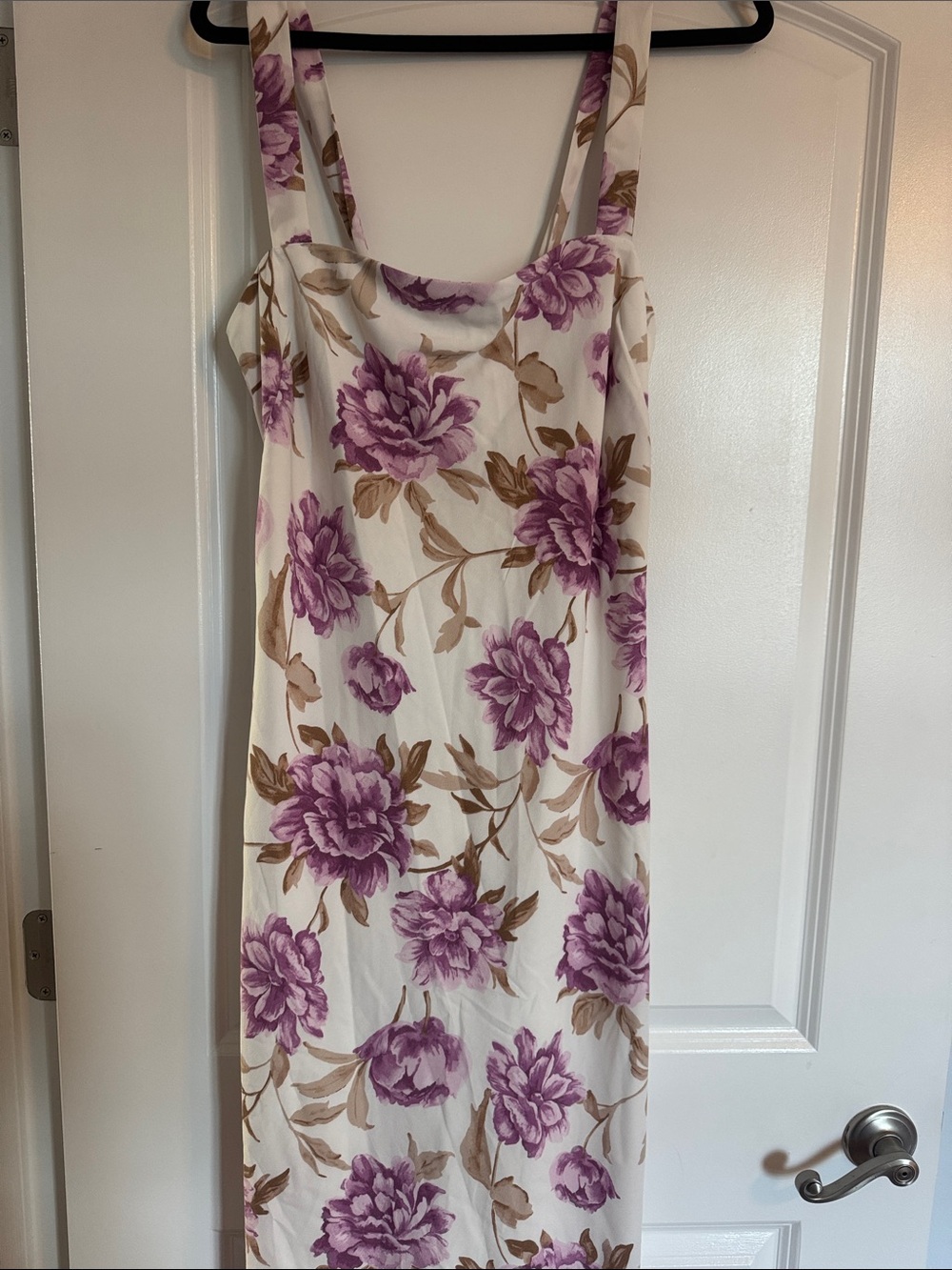 Abercrombie & Fitch White Midi Dress with Purple Floral Print
